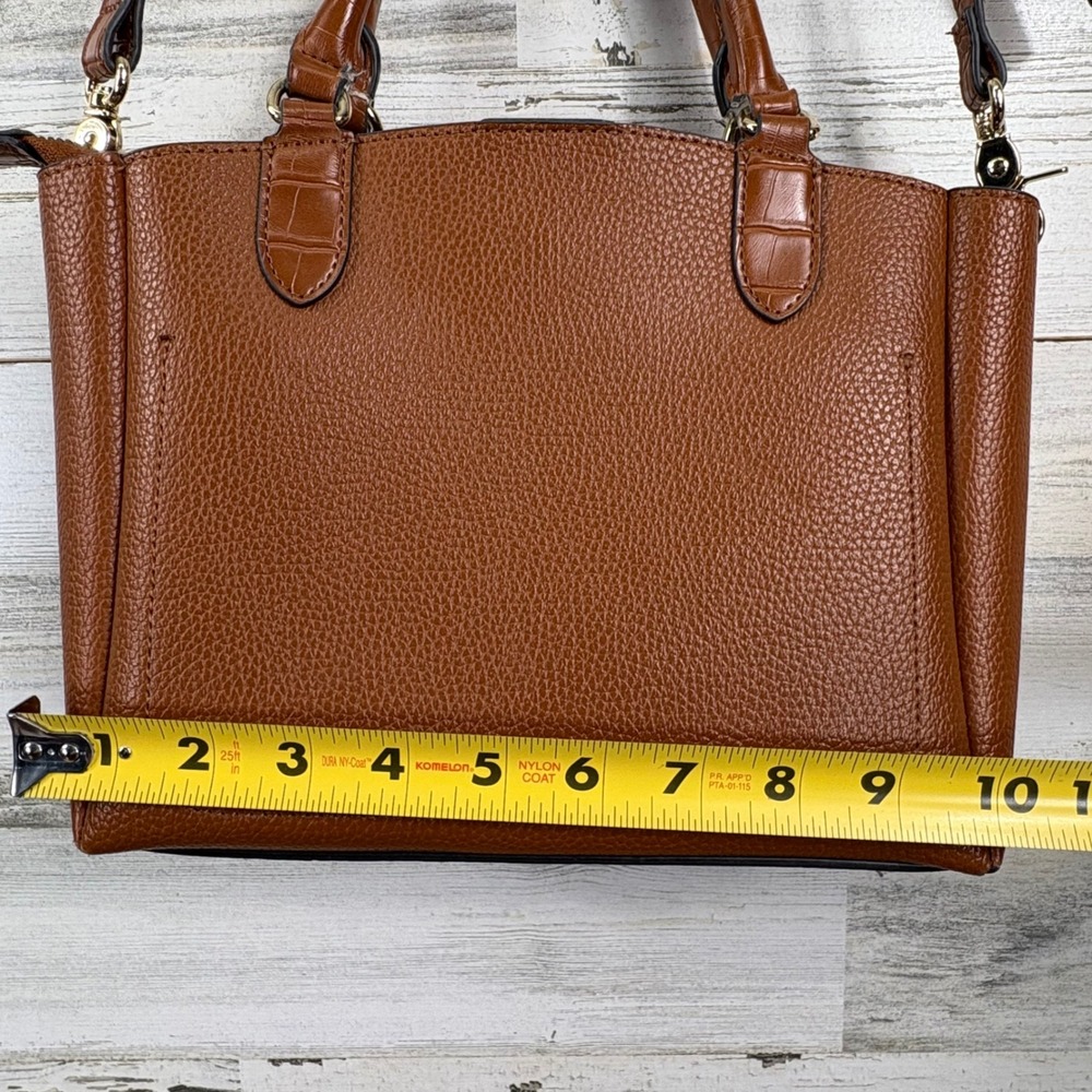 Nanette Lepore Satchel Crossbody Bag 10x8 Cognac Pebbled Croc Chic Purse - Picture 13 of 15